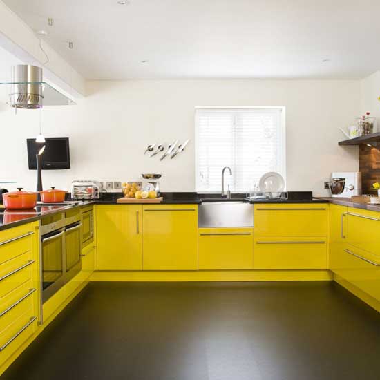 Yellow Gloss Kitchen Pictures