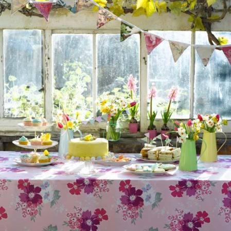 Vintage themed Easter tea party table 